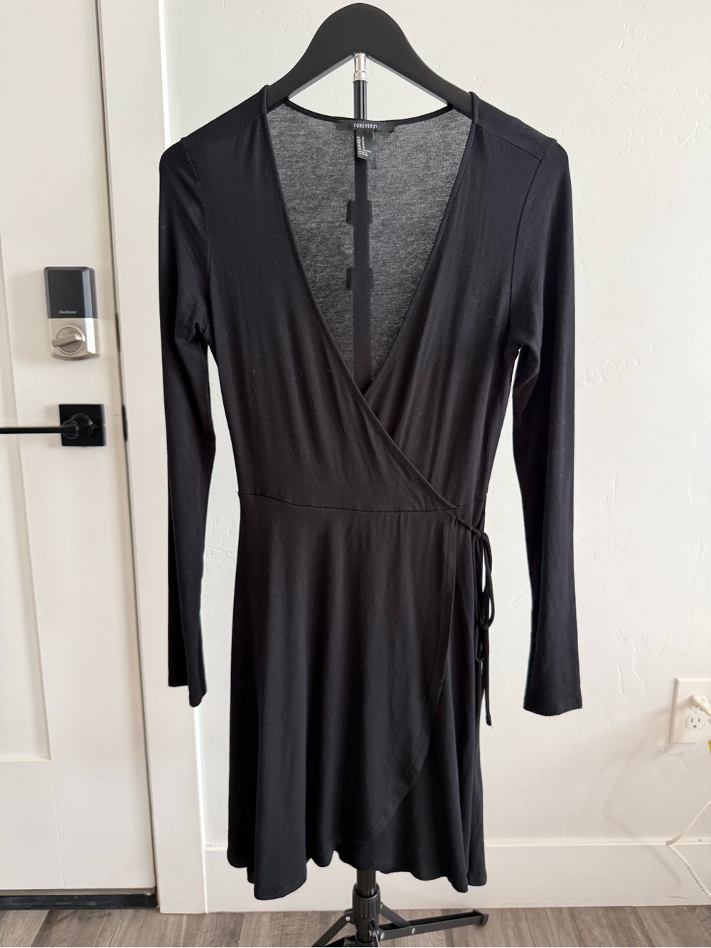 Forever 21 Black Long Sleeve Wrap Dress